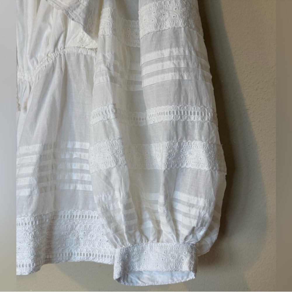 FARM Rio White Squared Neckline Long Sleeve Blouse Tassel Beaded NWOT XL - Picture 6 of 10